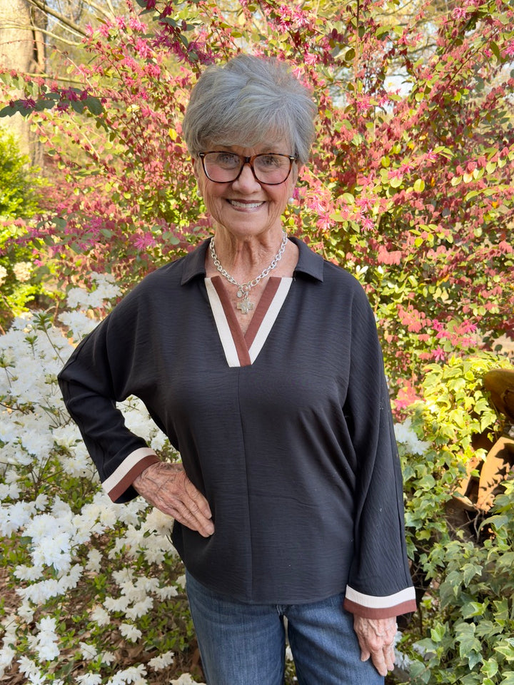 Dylan Long Sleeve V-Neck Top