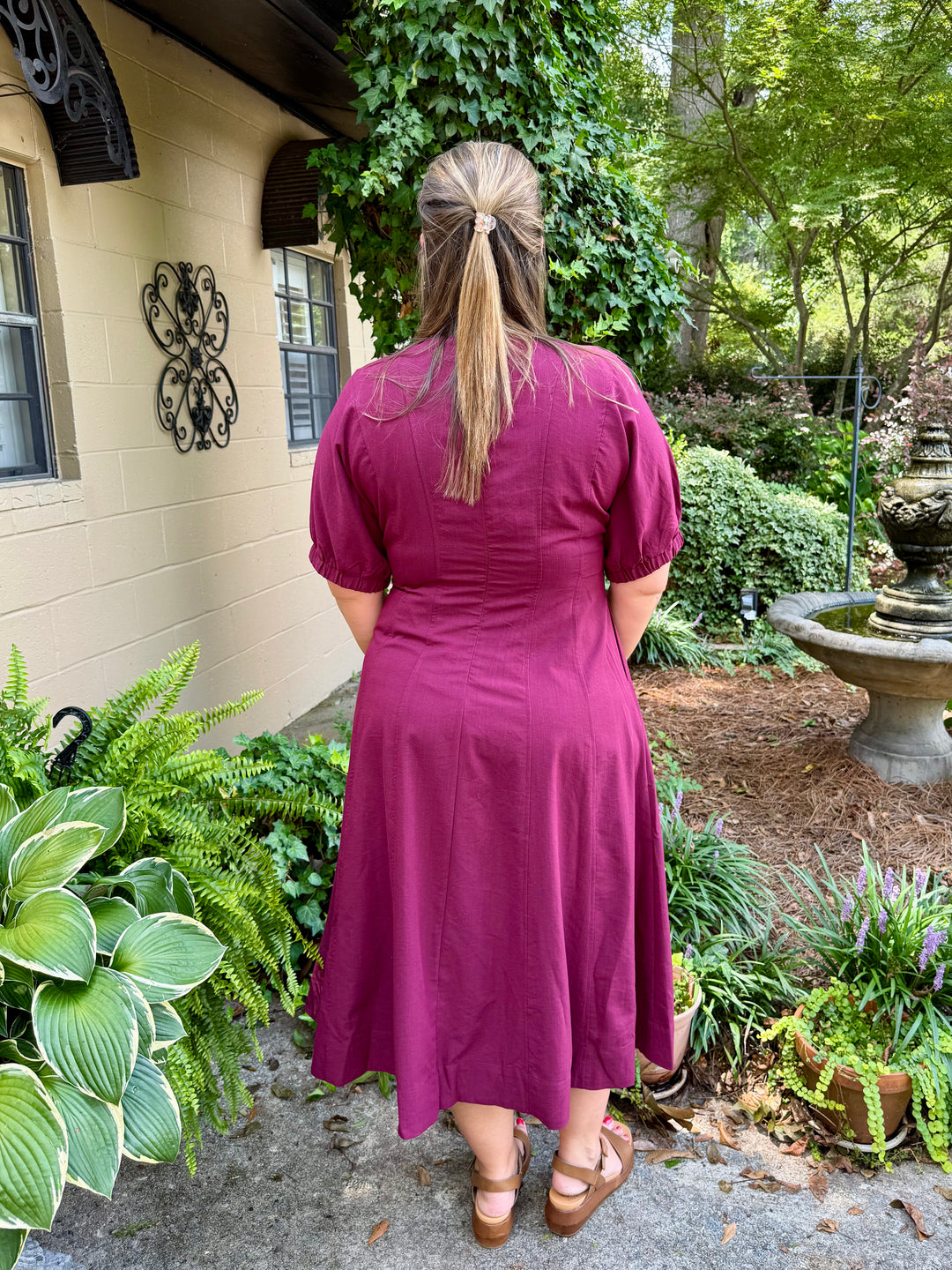Mason Short Puff Sleeve Midi Dress