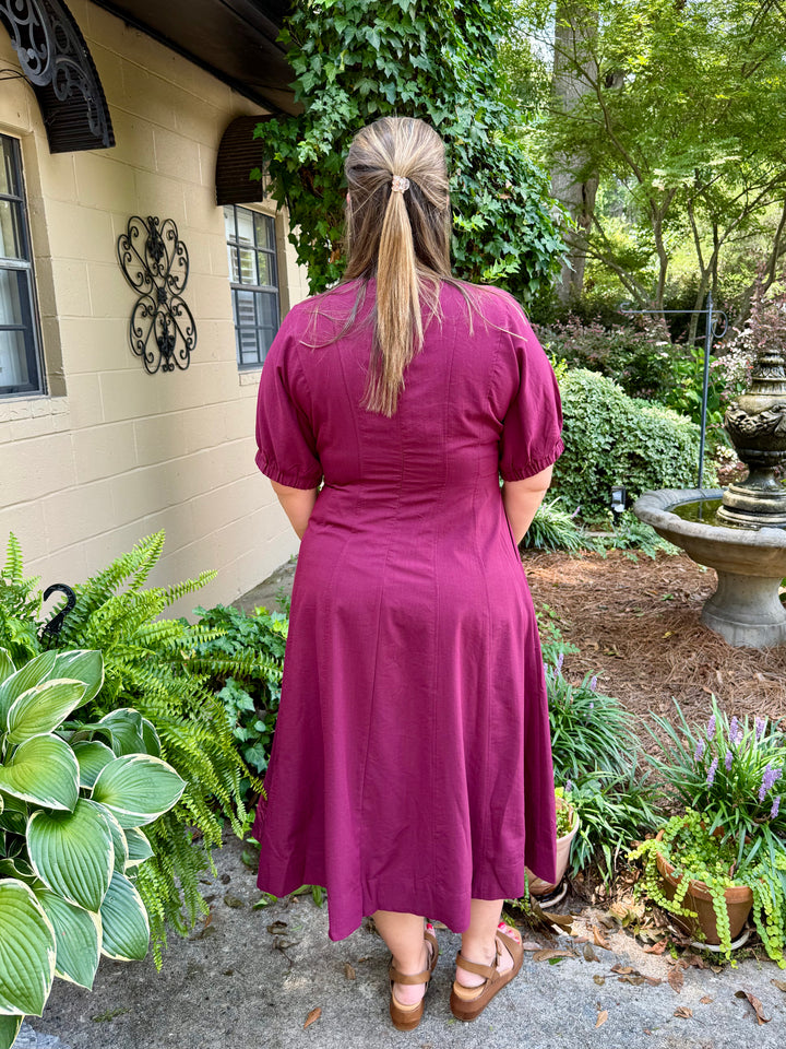 Mason Short Puff Sleeve Midi Dress