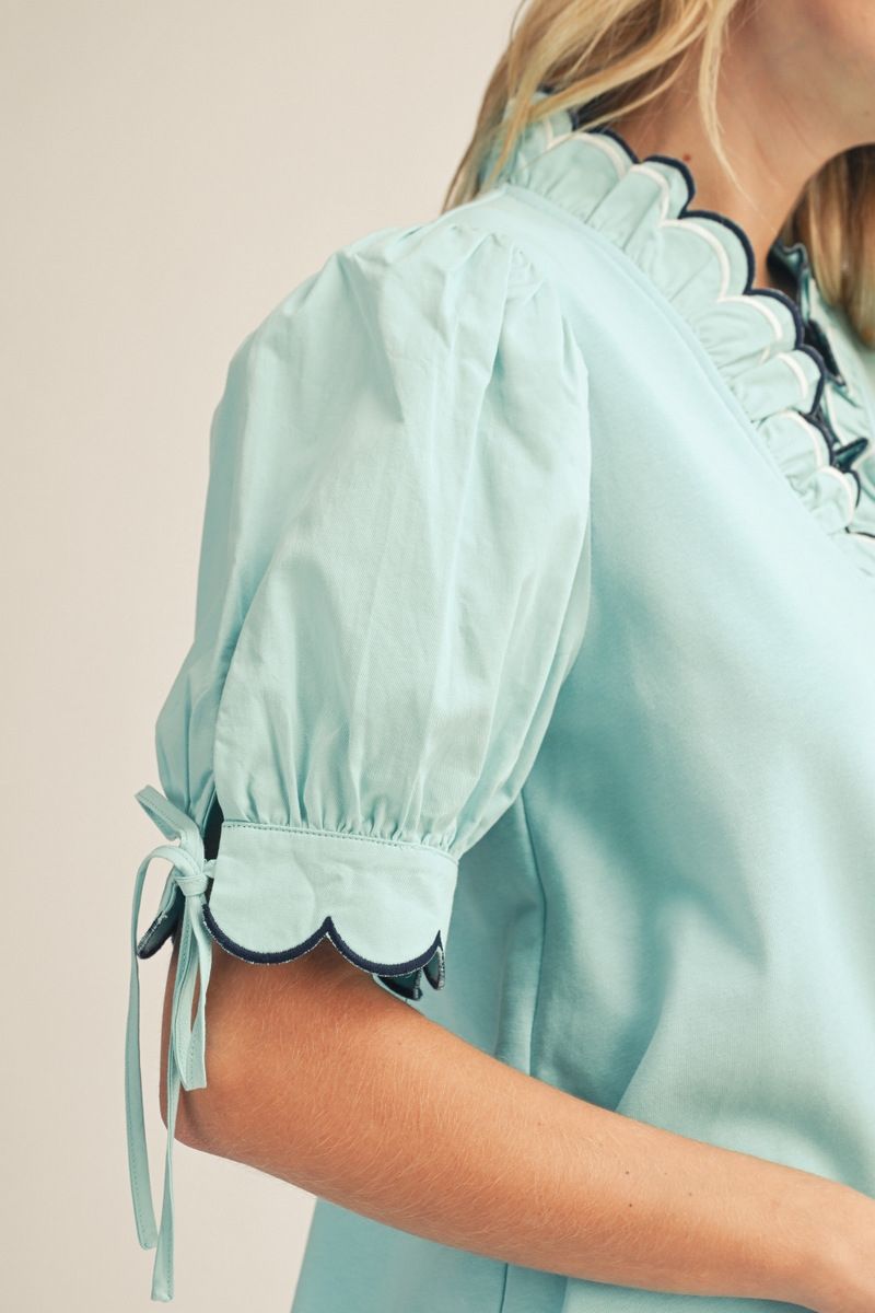 Cara Short Sleeve V Neck Top