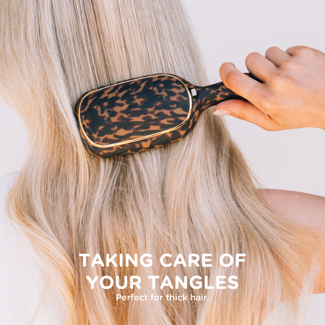 TELETIES Detangler Hair Brush for Thick Hair – Tortoise | Gentle, Pain-Free Styling