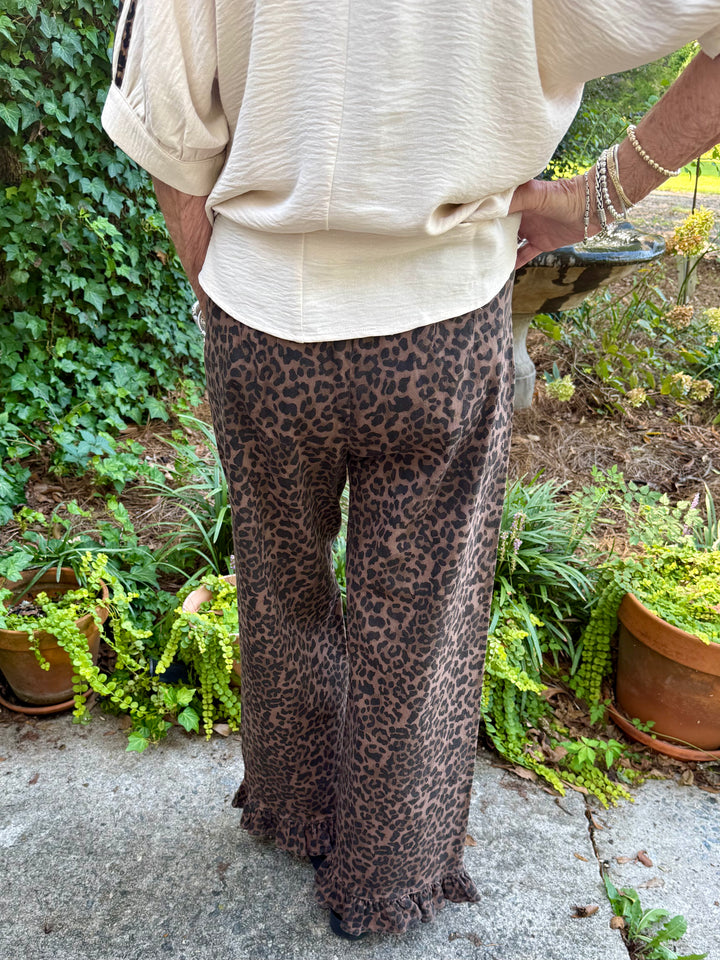 Paige High Waist Straight Leopard Pants