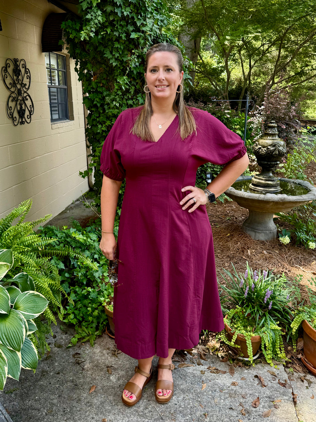 Mason Short Puff Sleeve Midi Dress