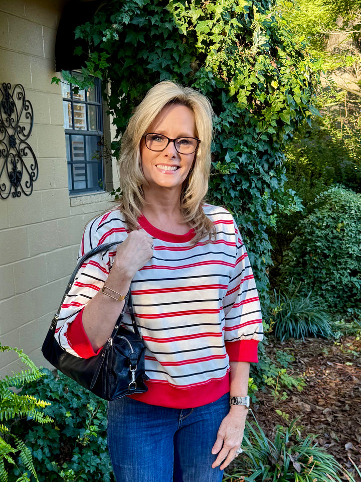 Meg 3/4 Sleeve Stripe Top
