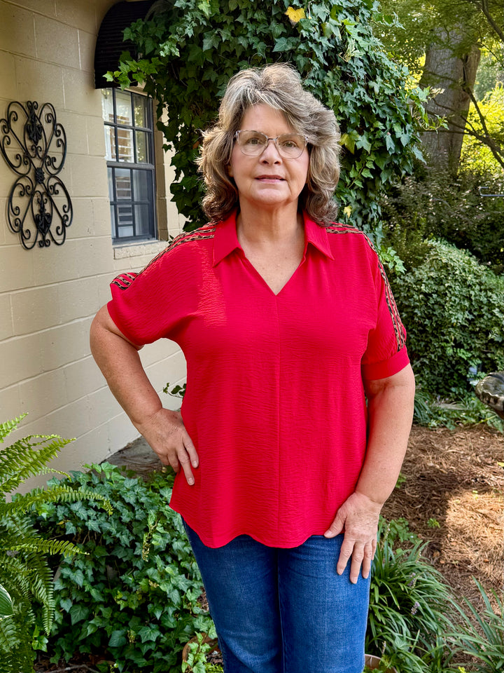 Emily Short Sleeve V Neck Top