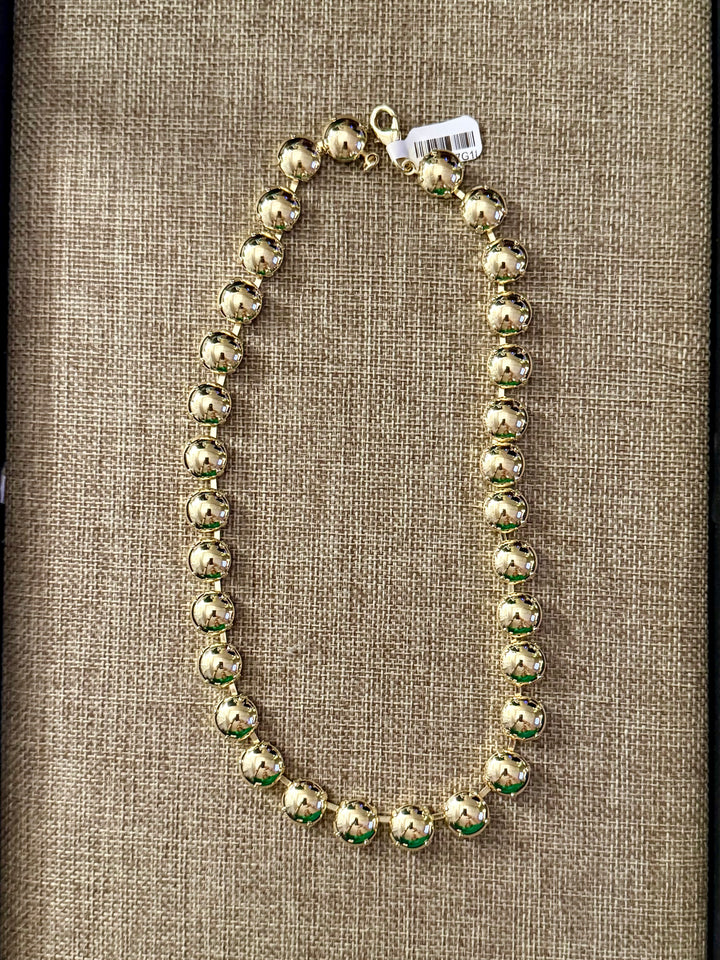 Amelia Gold Bead Necklace – 18K Gold Plated Handmade Jewelry