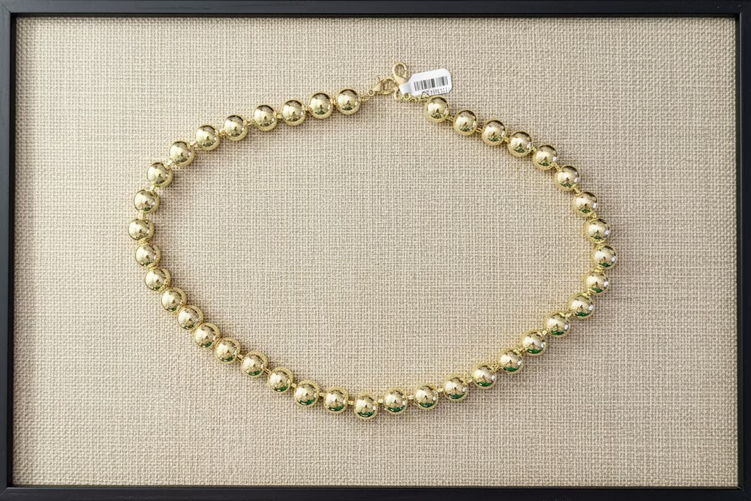 Amelia Gold Bead Necklace – 18K Gold Plated Handmade Jewelry