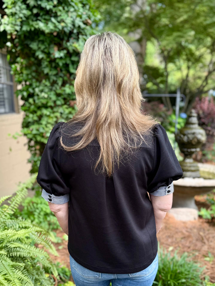 Allie V-Neck Short Puff Sleeve Top