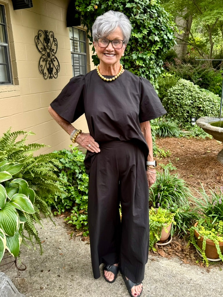 Sophie Luxe Black Short Sleeve Top