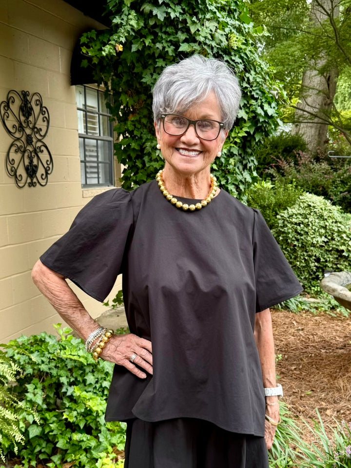 Sophie Luxe Black Short Sleeve Top