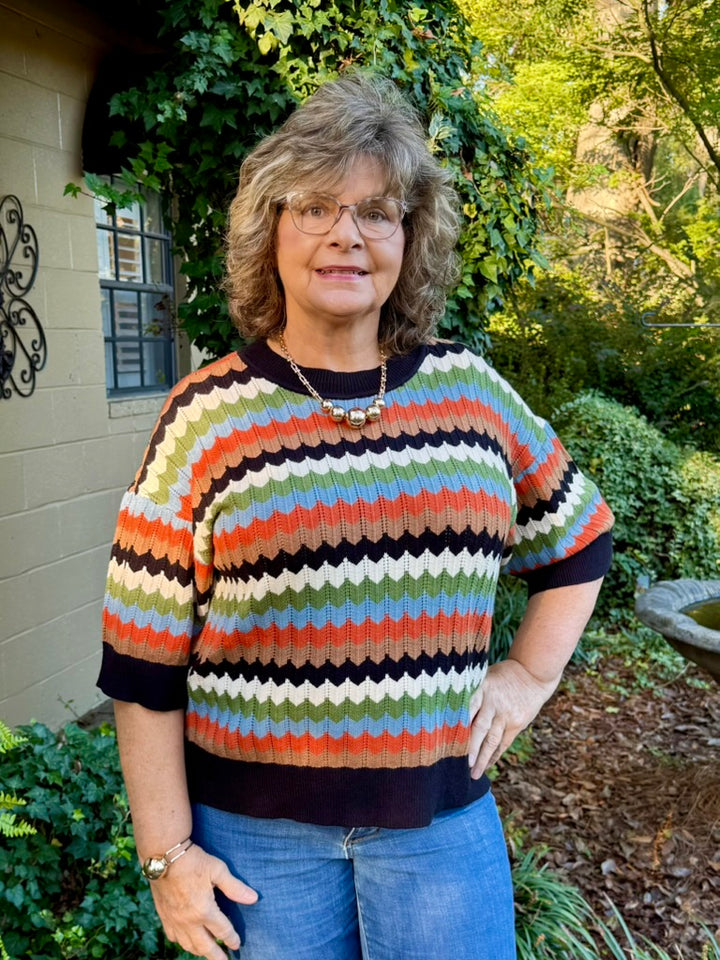Katie Multicolor Drop Shoulder Sweater