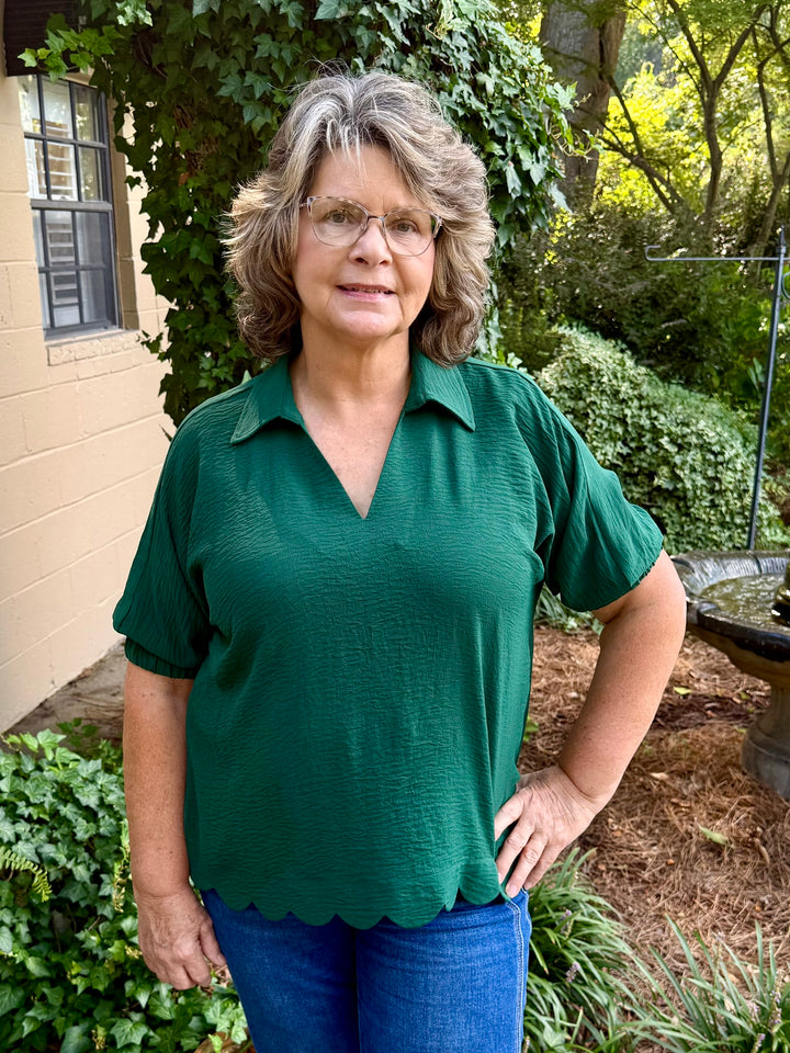Ryan Short Sleeve Collared V-Neck Top