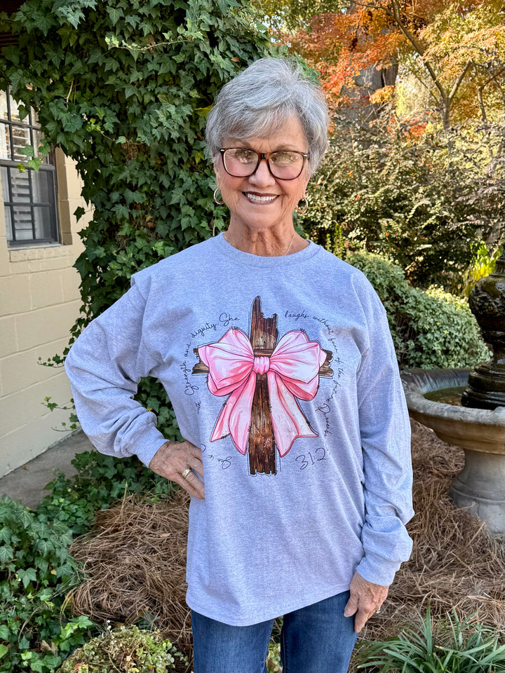 Cross + Pink Bow T-Shirt