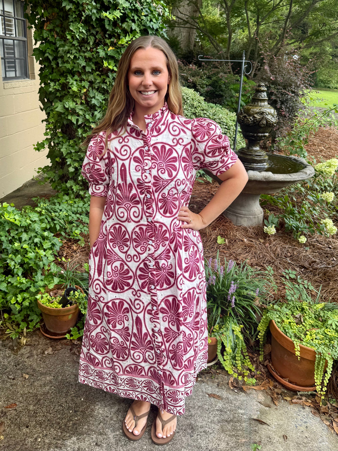 Mae Short Puff Sleeve Midi Dress