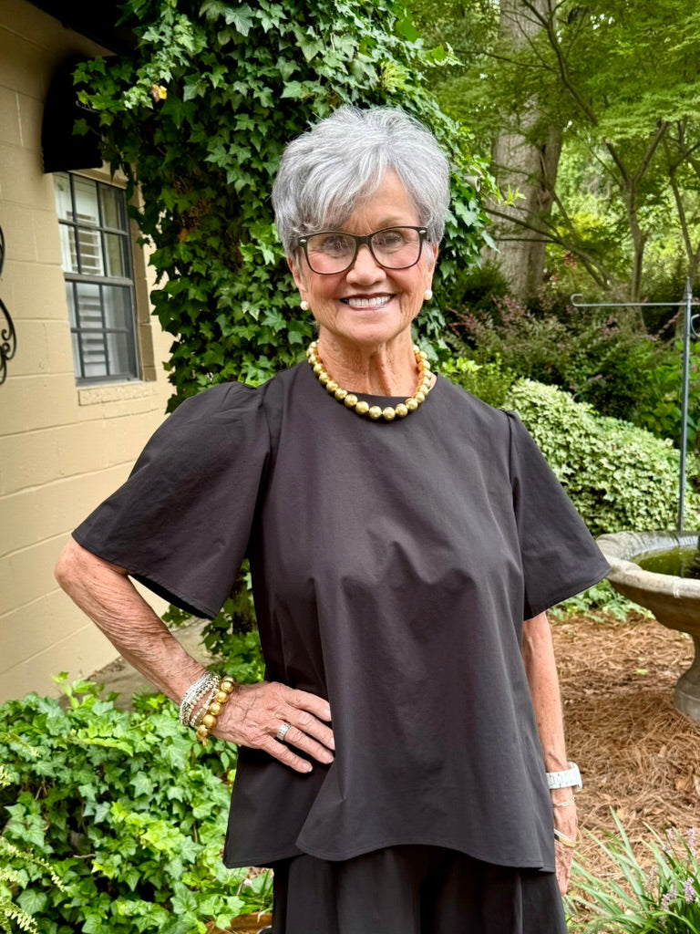 Sophie Luxe Black Short Sleeve Top
