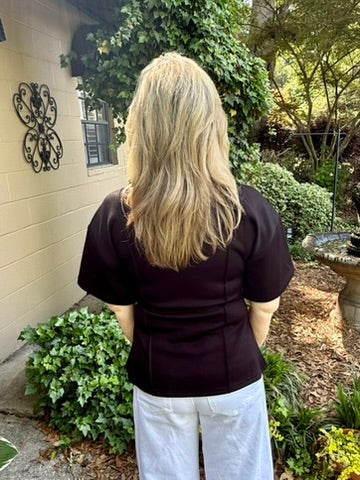 Emma Solid Black Short Sleeve Top