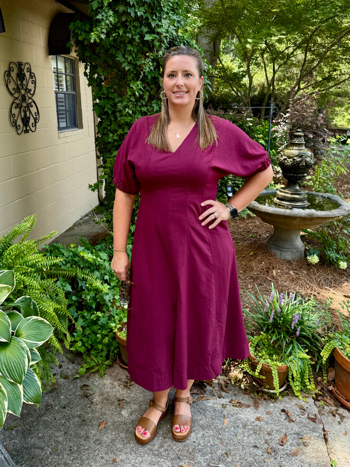 Mason Short Puff Sleeve Midi Dress