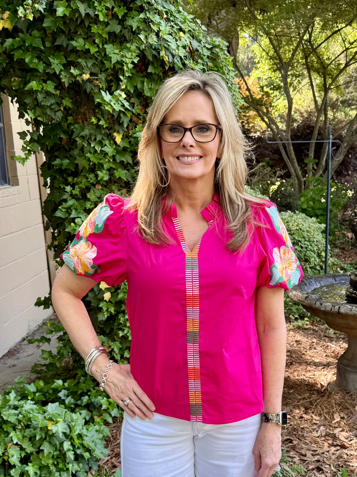 Molly Short Sleeve Embroidery Top