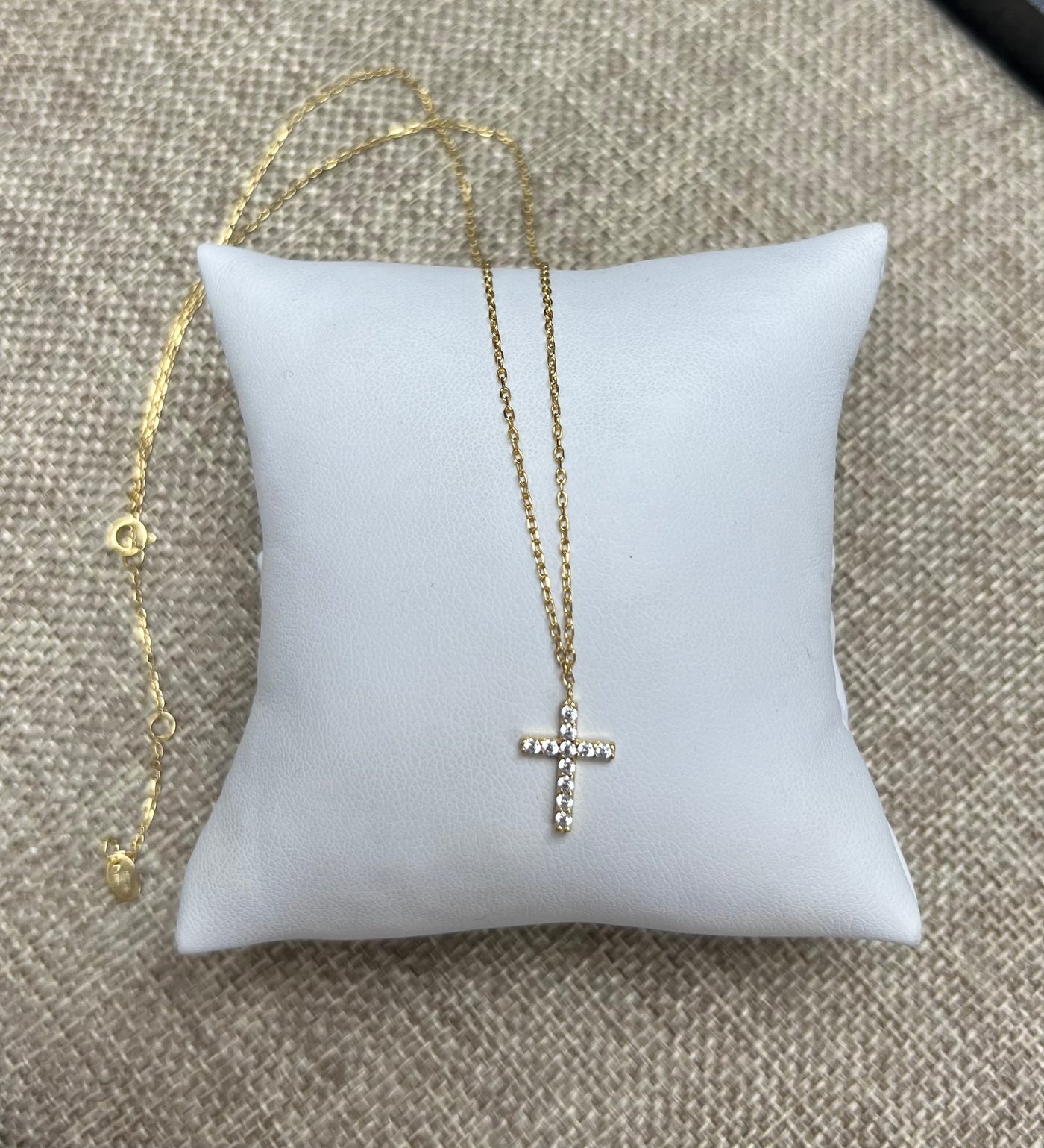 Amelia Sterling Silver CZ Cross Necklace