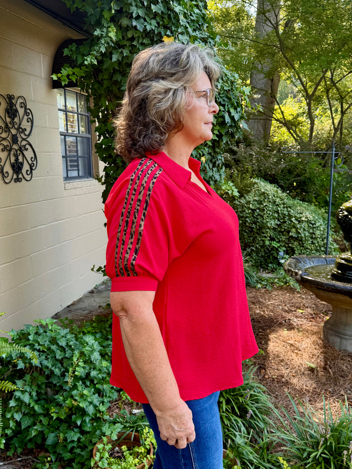 Emily Short Sleeve V Neck Top