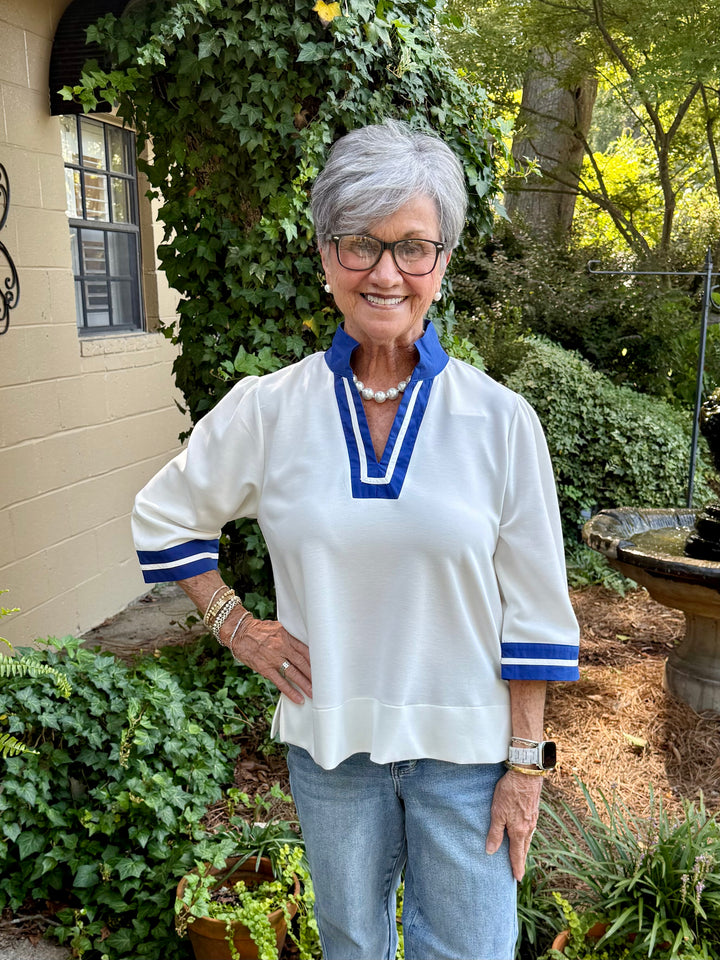 Mary Jo 3/4 Sleeve V-Neck Top