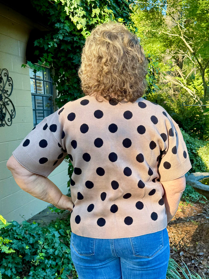 Deana Short Sleeve Polka Dot Sweater