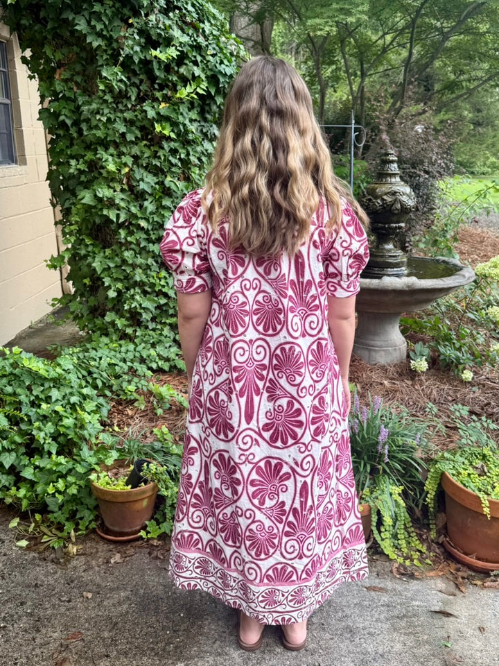 Mae Short Puff Sleeve Midi Dress