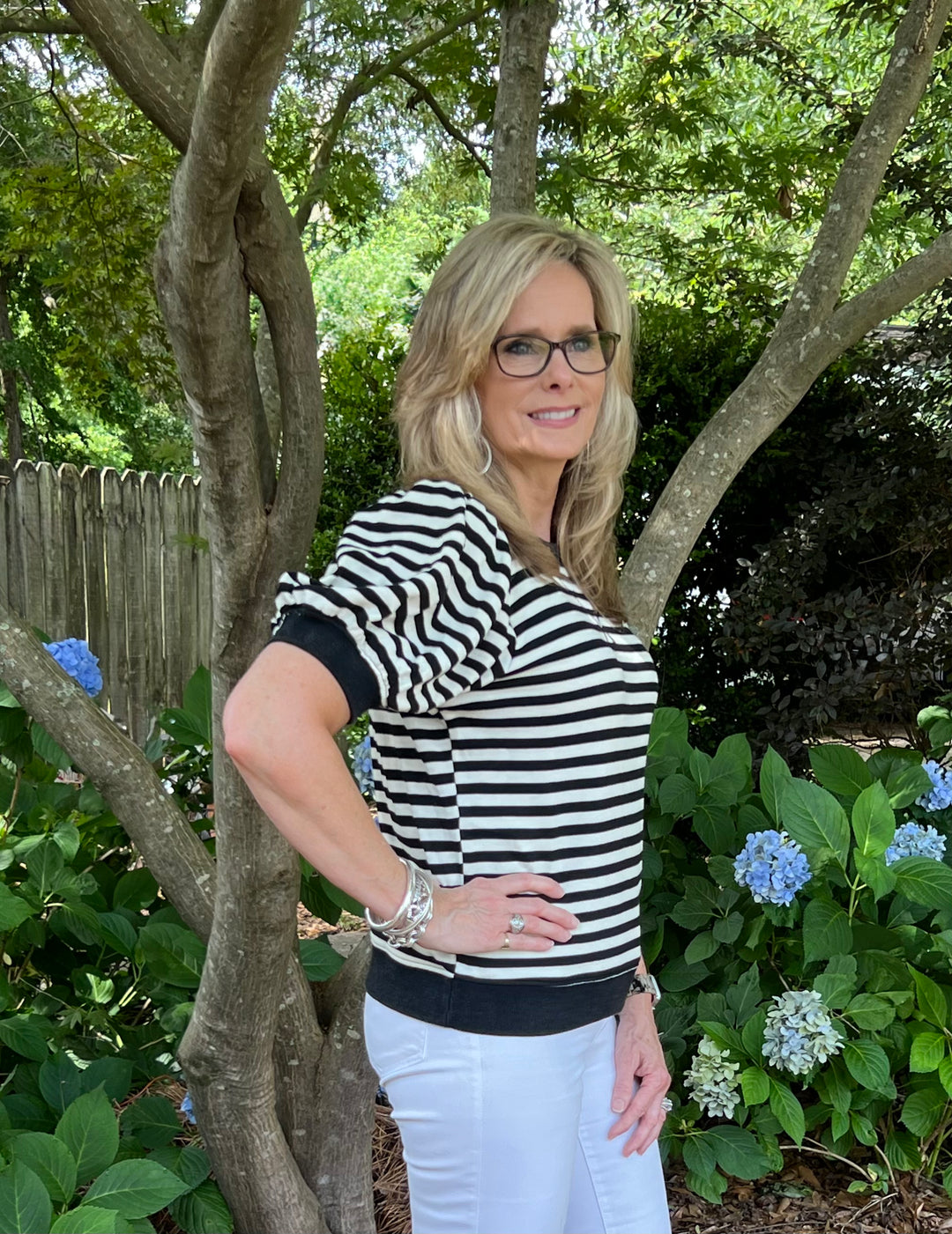Kollyn Stripe Short Sleeve Top
