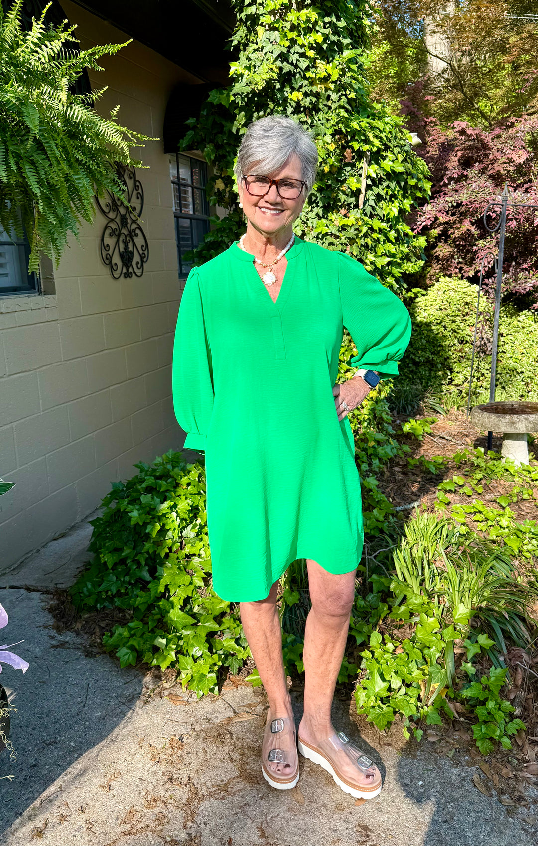 green shift dress long sleeve Michelle Shift Dress Green / Medium