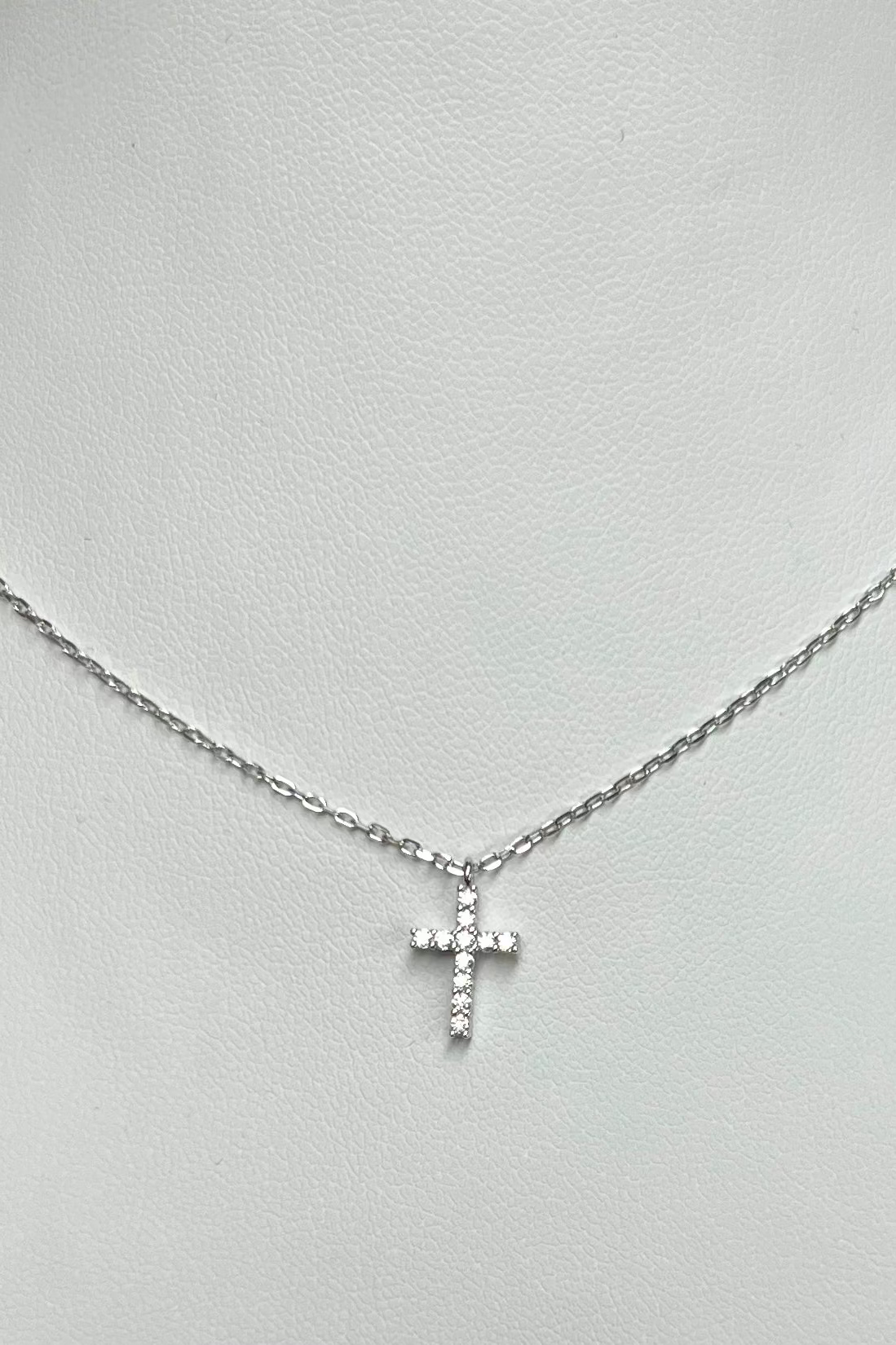 Dainty Sterling Silver CZ Cross Necklace