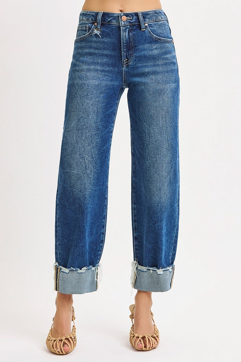 Rachel Mid Rise Crop Boyfriend Cuffed Jeans – Risen