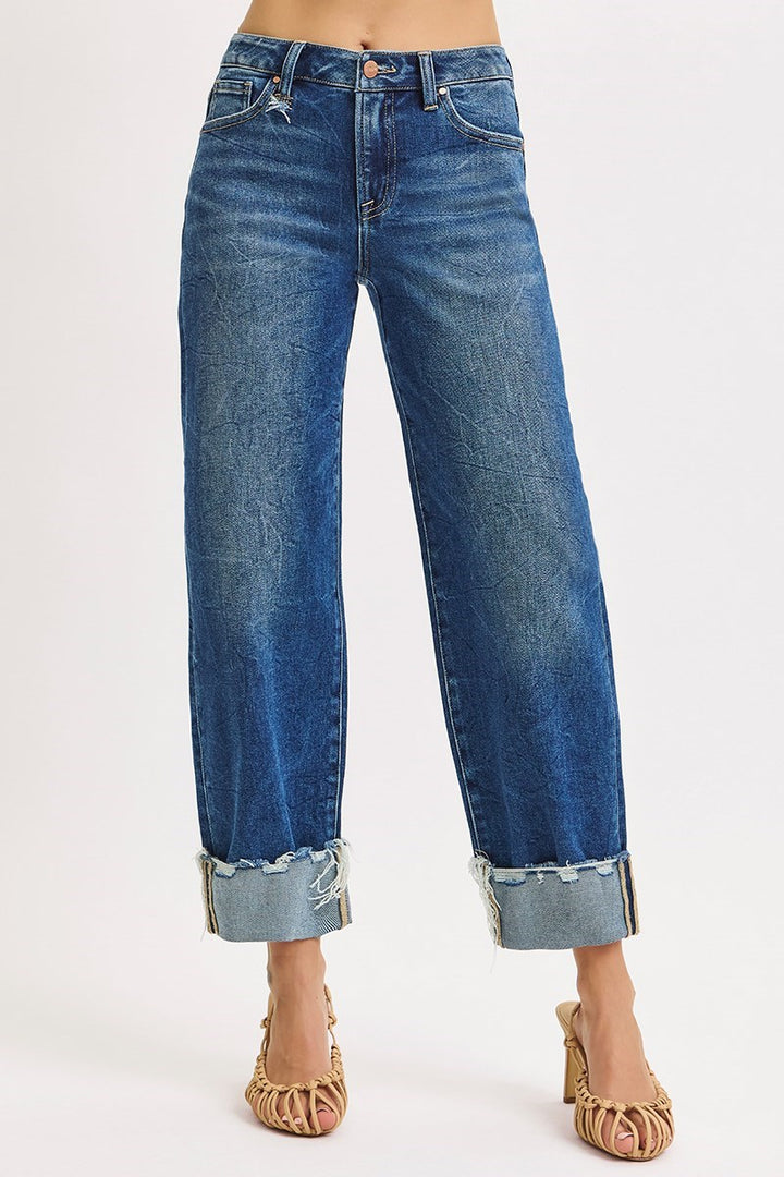 Rachel Mid Rise Crop Boyfriend Cuffed Jeans – Risen