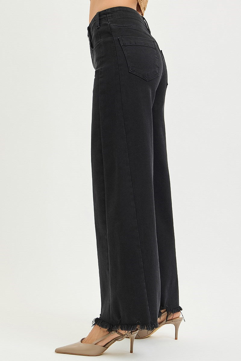 Grace Tummy Control High Rise Palazzo Black Jeans by Risen