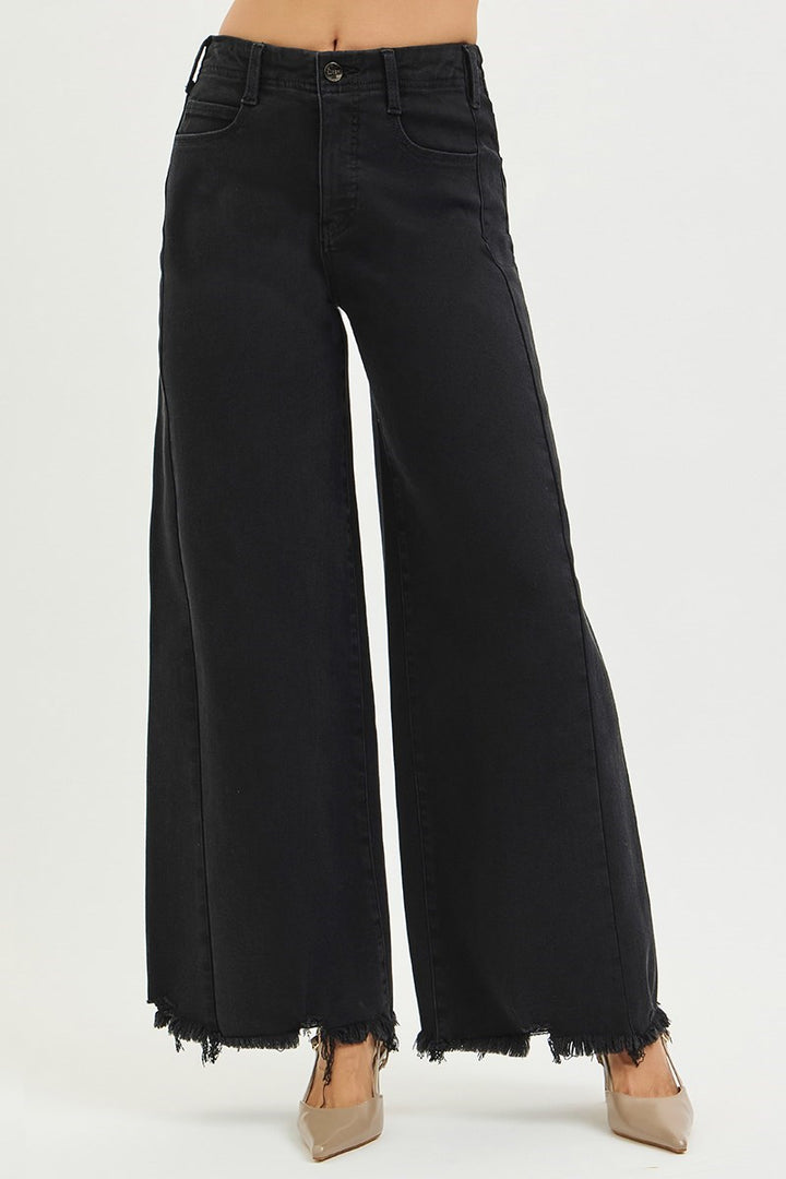 Grace Tummy Control High Rise Palazzo Black Jeans by Risen