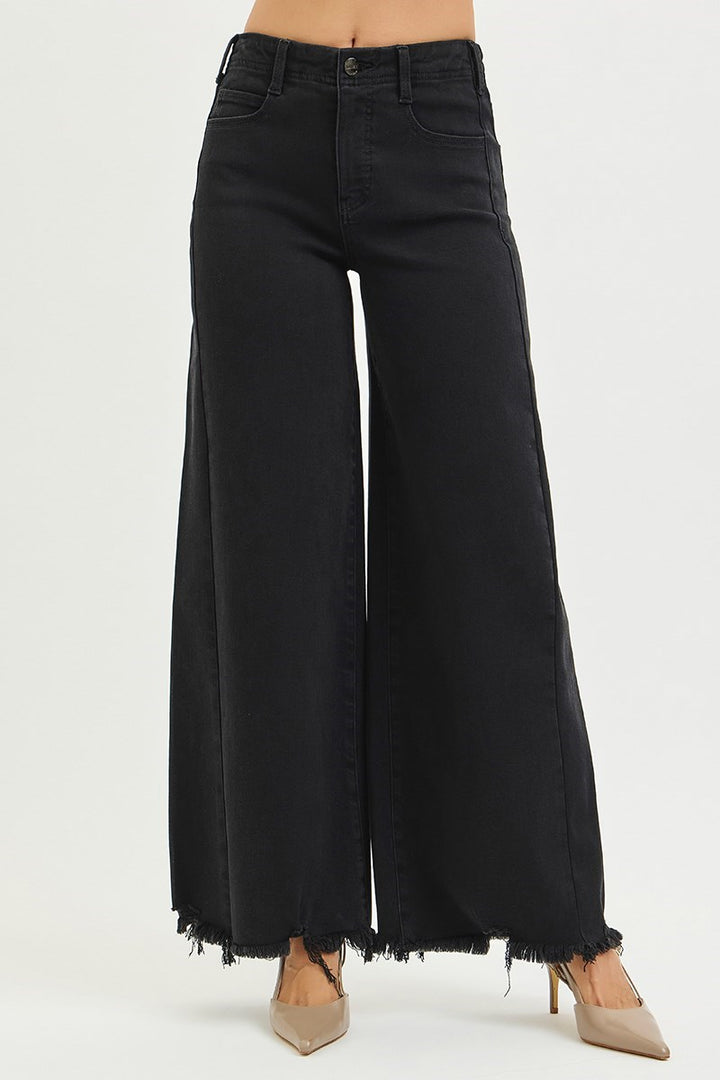 Grace Tummy Control High Rise Palazzo Black Jeans by Risen