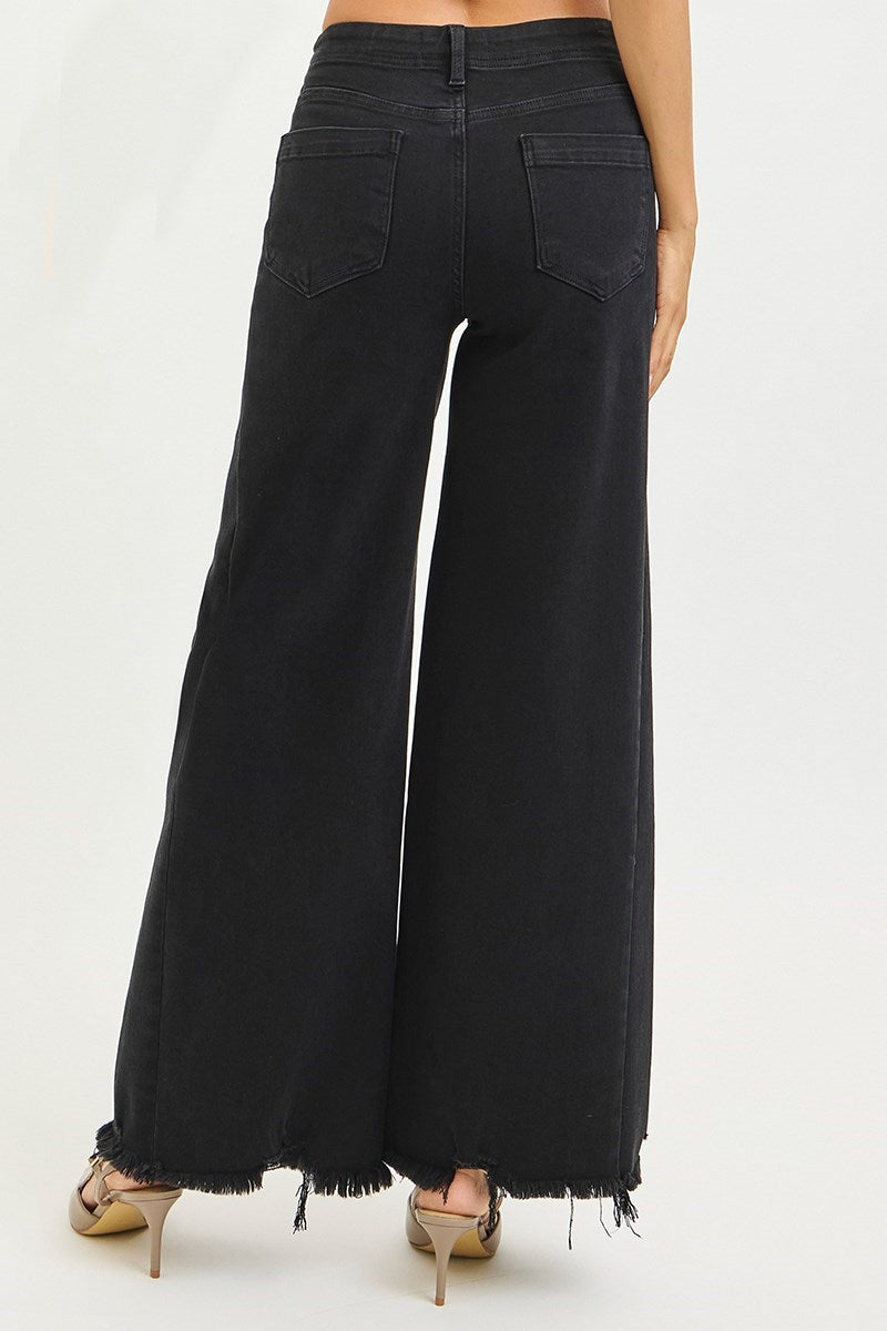 Grace Tummy Control High Rise Palazzo Black Jeans by Risen