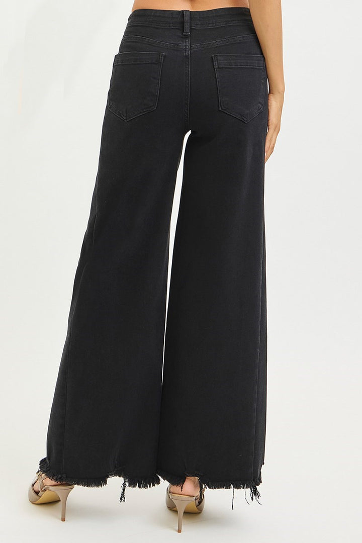 Grace Tummy Control High Rise Palazzo Black Jeans by Risen
