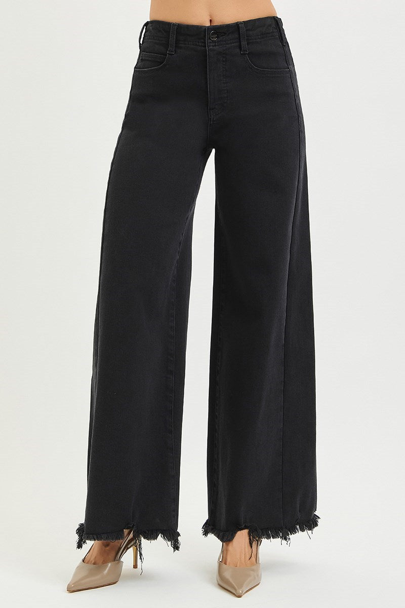 Grace Tummy Control High Rise Palazzo Black Jeans by Risen