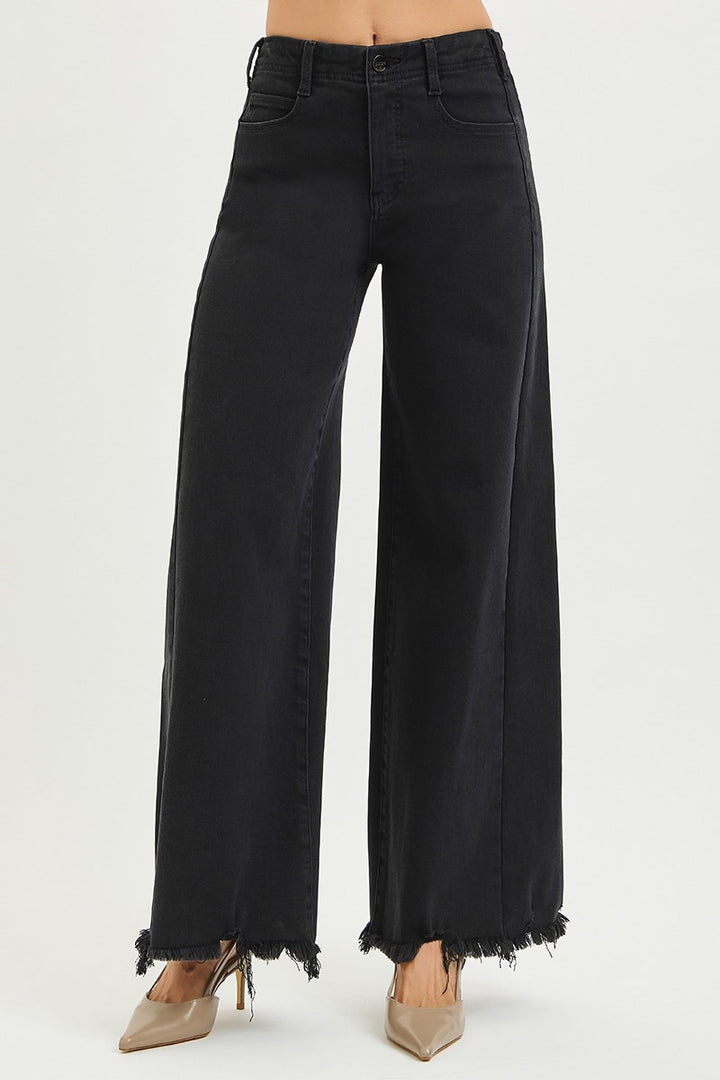 Grace Tummy Control High Rise Palazzo Black Jeans by Risen