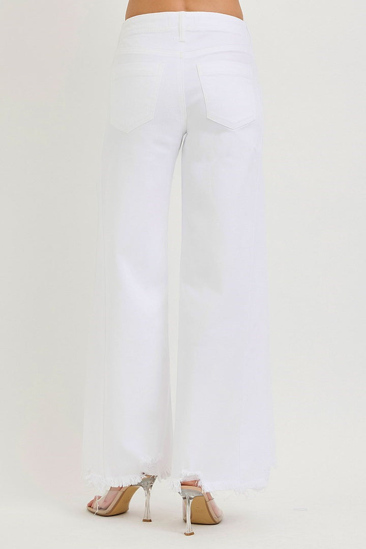 Grace Tummy Control High Rise Palazzo White Jeans – Risen