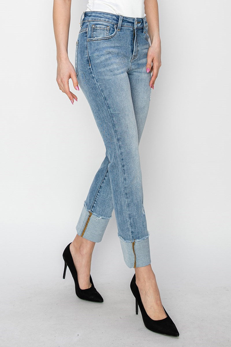 Reese Cuffed Raw Hem Jeans