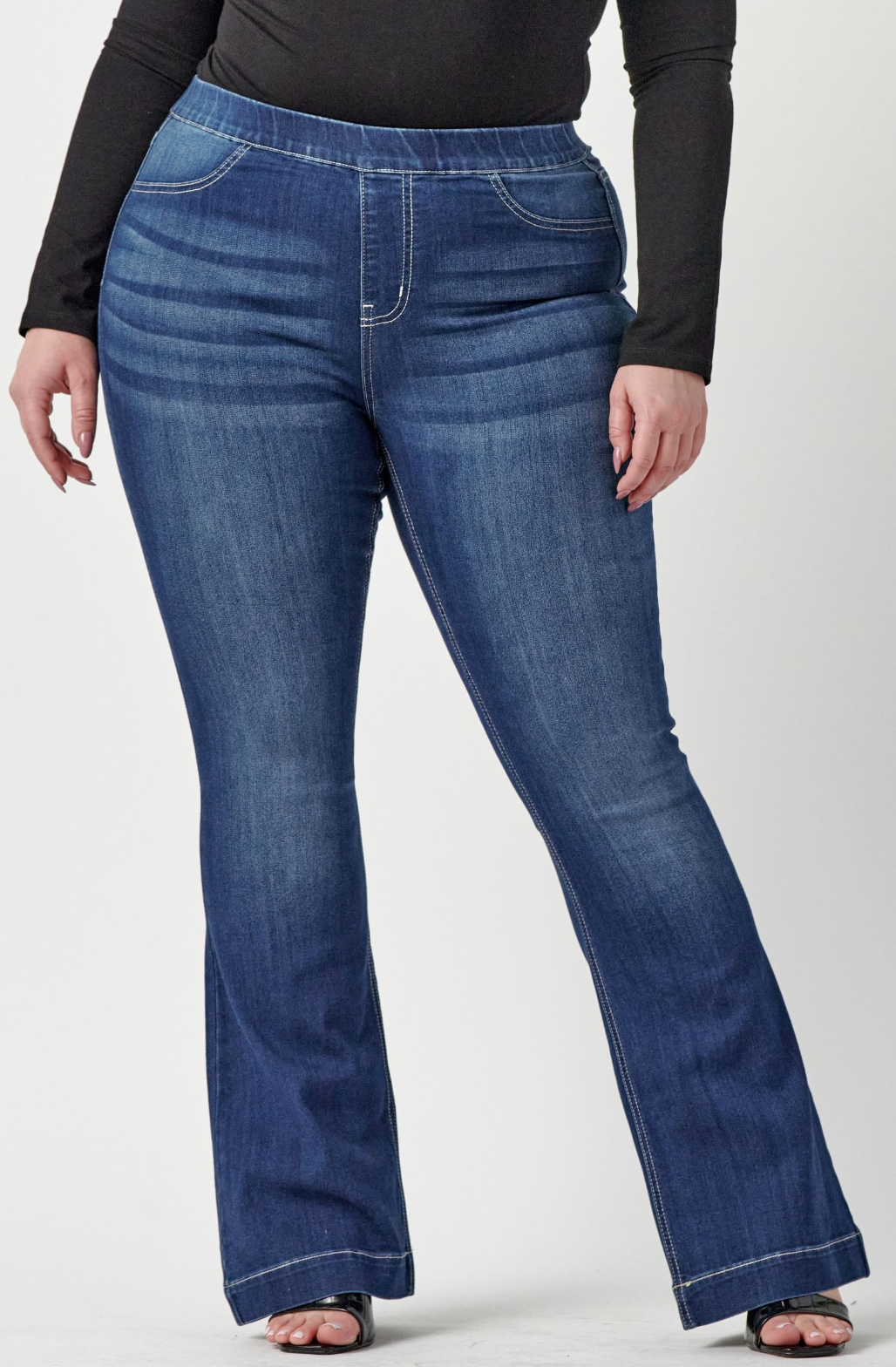 Daisy Flared Pull On Plus Size Jeans