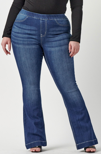 Daisy Flared Pull On Plus Size Jeans