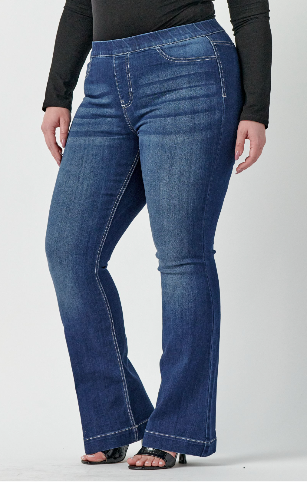 Daisy Flared Pull On Plus Size Jeans