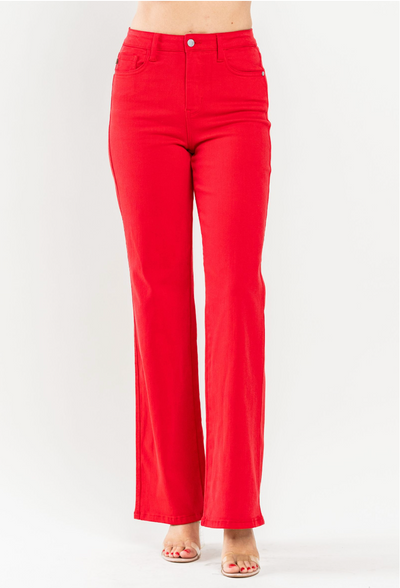 Hillary Red Straight Jeans