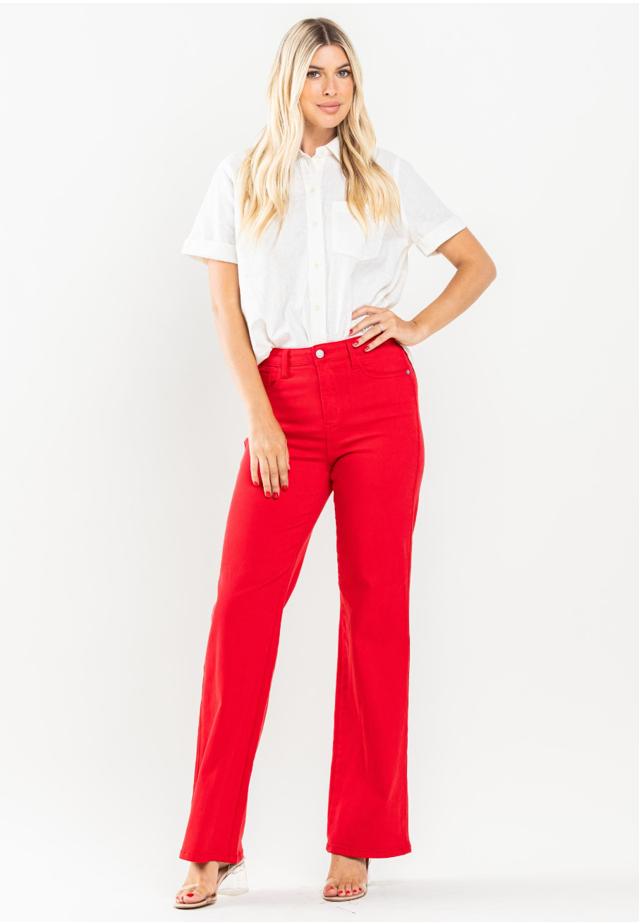 Hillary Red Straight Jeans