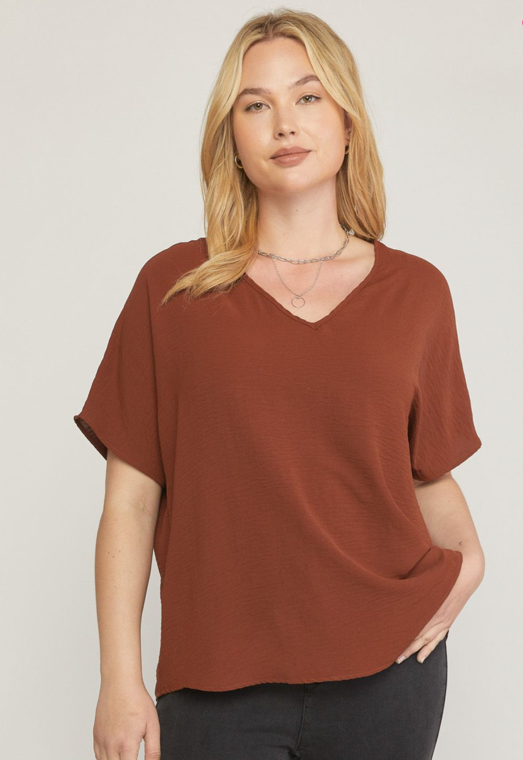 Lizzy V Neck Plus Size Top