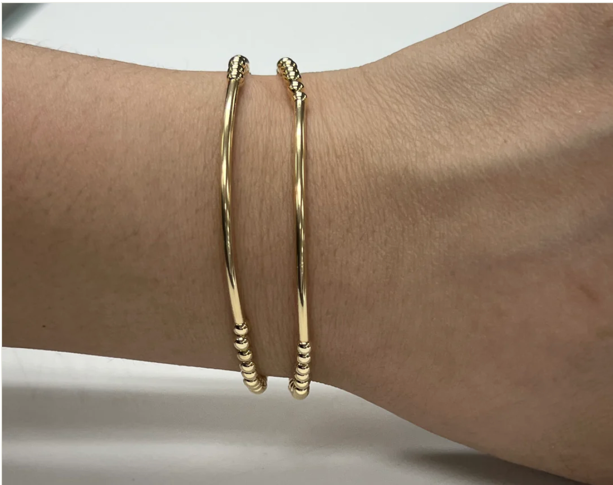 3mm + Gold Bar Bead Stretch Bracelet