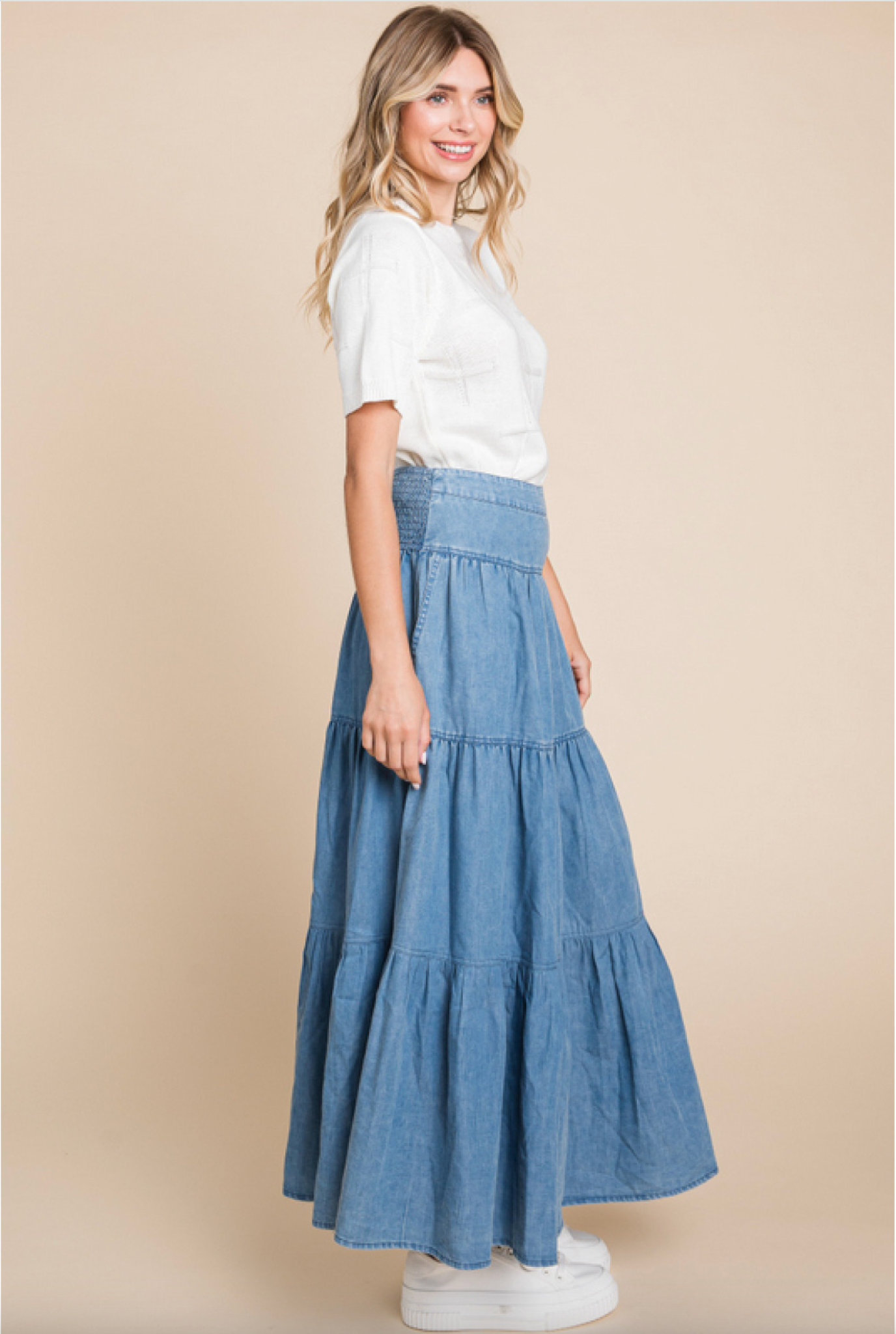 Toshia Denim Maxi Skirt