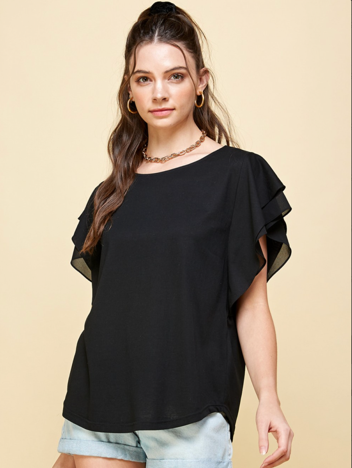 Carol Ruffle Sleeve Top